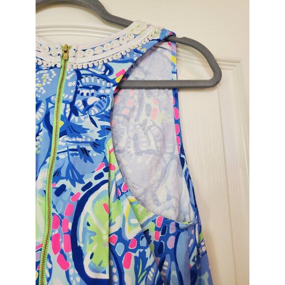 Lilly Pulitzer Carlotta Blue Peri Pinch Corded Lace Shift Midi Dress, Size 2 - Picture 10 of 12
